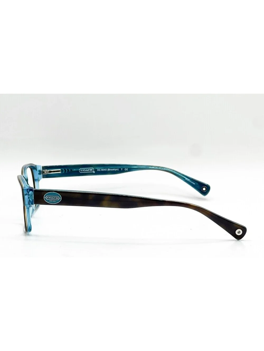 Coach HC 6040 5116 Dark Tortoise Teal Rectangle Authentic Eyeglass Frames 52-16